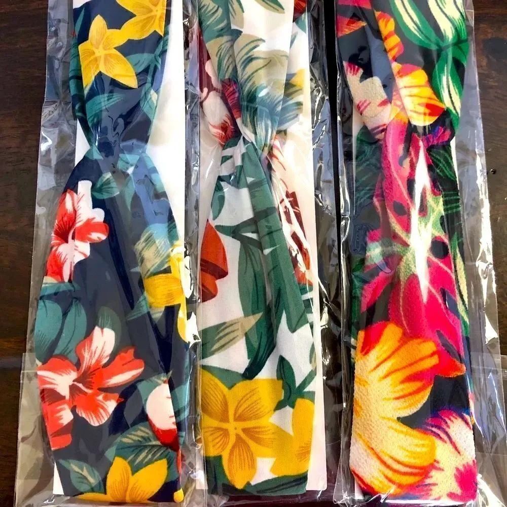 NWT Tropical Botanical Headbands Lot of 3
